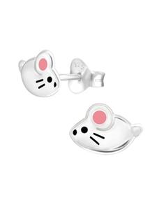 Alexander York Серьги в виде мышек, серьги-гвоздики из серебра 925 пробы, комплект из 2 штук