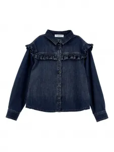 Джинсовая рубашка с вышитым логотипом Philosophy Di Lorenzo Serafini Kids, синий