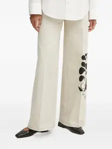 Брюки широкого кроя с цветочной вышивкой Forte Forte, белый