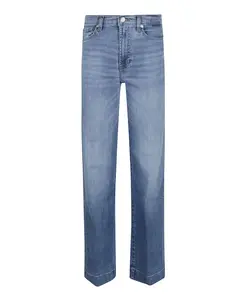 Синие джинсы с высокой талией и широкими штанинами 7 For All Mankind, синий