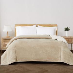 Двойное одеяло из искусственного меха с резным узором Cannon, синий