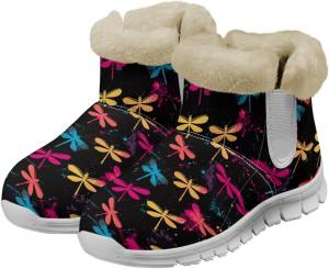 Женские зимние ботинки chaqlin Dragonfly, противоскользящие, снежные, легкие с флисовой подкладкой, на плоской подошве, удобные, теплые, для повседневного ношения на улице, с подошвой из ЭВА, Watercolor Dragonfly