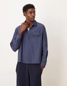 Рубашка свободного кроя ASOS DESIGN из темно-синего хлопка с карманами