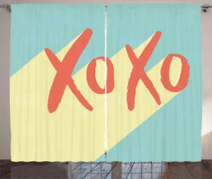 Штора ABAKUHAUS Xo Rustic в стиле поп-арт, яркая ретро-занавеска для спальни со сборками, петлями и крючками, 280 x 245 см, темно-кораллово-бирюзовый Abakuhaus