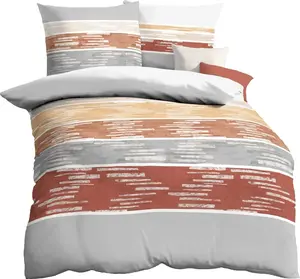 Комплект постельного белья Mako Satin, 2 предмета, 155 x 220 см, медно-серебристо-серый меланж в полоску Kaeppel