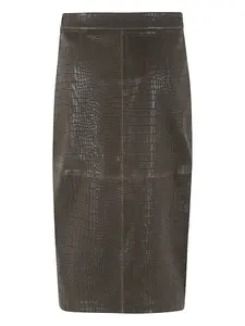 Юбка с разрезом и эффектом кожи крокодила Enes, коричневый
