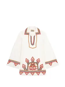 Вышитое платье-трапеция Fortela, белый