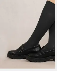 Длинные женские носки из шерсти и хлопка Bleuforêt, черный