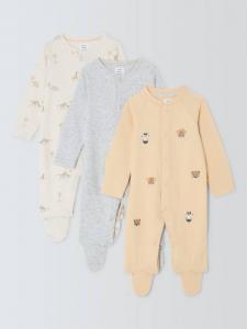 Комбинезоны для сна с детенышами животных John Lewis, разноцветный