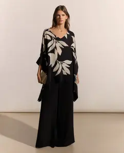 Женские широкие шифоновые брюки Woman Fiesta El Corte Inglés, чёрный