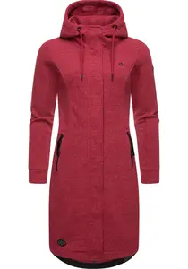 Полупальто Ragwear "Letti Long", переходная куртка из флиса с капюшоном, малиновый