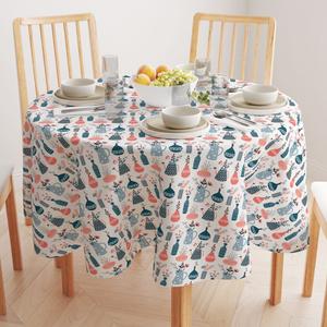 Круглая скатерть, 100% полиэстер, круглая 60 дюймов, вазы с рисунками