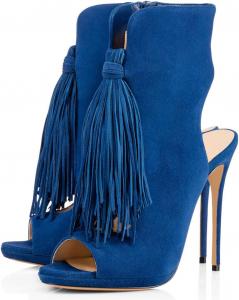 Женские сандалии FSJ с открытым носком, ремешком на пятке, высокие каблуки, бахрома на ботильонах, стильные шпильки с кисточками, обувь для летних нарядов, размеры US 4-15, Royal Blue