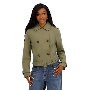 Юношеский короткий тренч с поясом и двойной застежкой Madden Girl, Olive