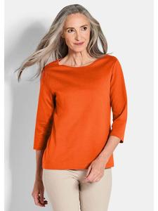 Базовая рубашка с длинными рукавами и вырезом-лодочкой терракотового цвета GOLDNER