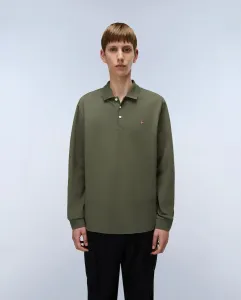 Мужское поло из пике темно-синего цвета с длинными рукавами Napapijri