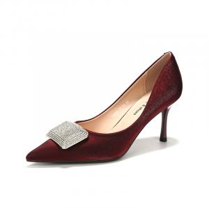 QITUMAUL Стройные каблуки на высоком каблуке для женщин - Бордовые [Высота каблука 7,5 см], цвет Burgundy[Heel Height 7.5cm]