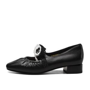 YEARCON Женские туфли Мэри Джейн на массивном каблуке черные, цвет Black