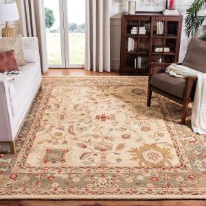 Ковер SAFAVIEH, 122 x 183 см, Anatolia Collection, Beige & Green, ручной работы, традиционный восточный, шерстяной, идеален для помещений с высокой проходимостью: прихожая, гостиная, спальня (AN511A)