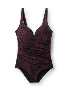CALZEDONIA Футболка-купальник Shaping Swimsuit 'Dark Animalier' в коричневом цвете