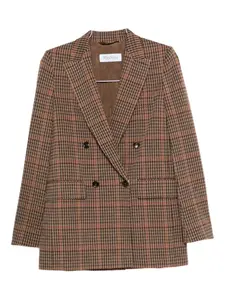 Двубортный пиджак в клетку Max Mara, бежевый