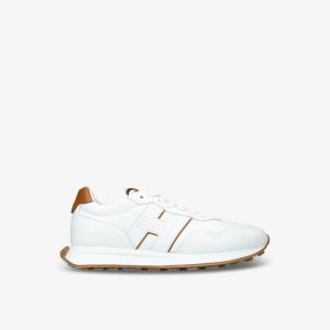 Низкие кожаные кроссовки с вышитым логотипом Allacciato h Hogan, белый