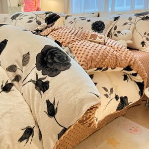 Disney Комплект постельного белья, простыня на резинке, 200x230 см, тёмная ночная роза, Doudou Rong