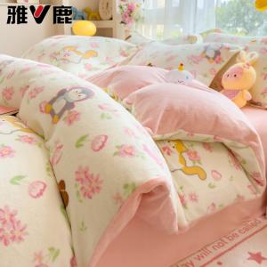 Yalu Пододеяльник 180х220 см, молочный бархат, утепленный флис, цвет Flower Encounter