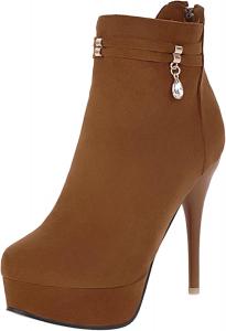 Элегантные женские ботильоны на шпильке с круглым носком Renessmi, Yellow 4