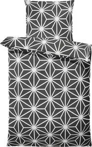 Комплект постельного белья из 4 предметов, 155x220 см, с рисунком звезд, черно-белый, большой, микрофибра One-Home