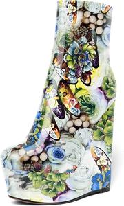 Женские ботильоны AMBELIGHT с молнией, лакированные, праздничные, на платформе и высокой танкетке, с круглым носком, 6 дюймов, Green Flower