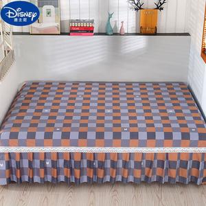 Disney Комплект постельного белья из хлопка на татами с юбкой, 200x180 см (простыня 240x210 см, высота юбки 3 см), цвет светло-фиолетовый в клетку