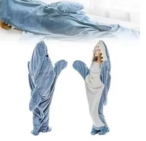 Одеяло с капюшоном в форме акулы, спальный мешок Leaper, серый