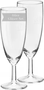 Бокалы для шампанского Royalty 0,1 л, калиброванные, набор из 60 предметов Van Well