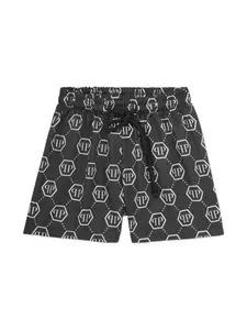 Плавки-шорты с монограммой Philipp Plein Junior, черный