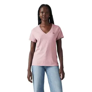Футболка Levi's Perfect Slub short sleeve v neck, розовый