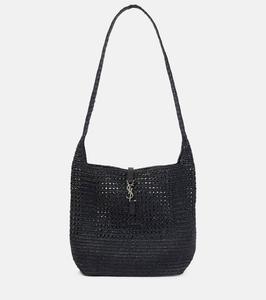 Средняя рафия сумка через плечо Le 5 à 7 Saint Laurent, Noir