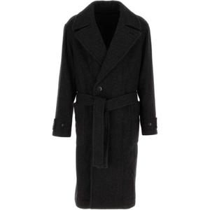 Прямой приталенный плащ с поясом Lemaire, черный