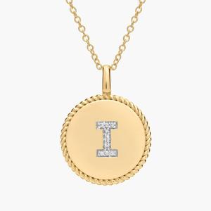 Подвеска с инициалом «Буква I» из желтого золота 14 карат с бриллиантами Blue Nile