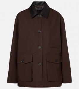 Хлопковая куртка с кожаными вставками Nili Lotan, Brown