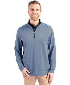 Куртка мужская Cutter Buck Virtue Eco Pique Micro Stripe Recycled с молнией до середины груди Cutter & Buck, синий