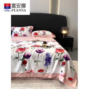 Fuanna Летнее одеяло 200х230 см из шелка, цветочный узор, машинная стирка