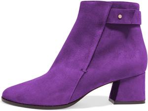 Женские ботильоны YDN с круглым носком, низкий каблук-блок, ремешки, удобные праздничные туфли с боковой молнией, Purple