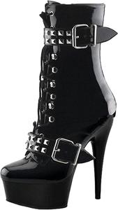 Женские модные сексуальные ботинки с круглым носком, шпилька 15 см/5.91 дюйма, стильные элегантные ботинки для девушек, клубные ботинки с низкой платформой на высоком каблуке, ботильоны, ботинки для стриптиза на высоком каблуке Stool, Black