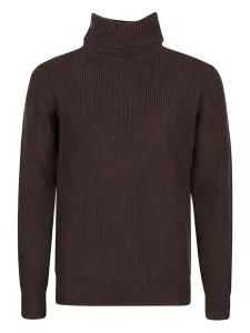Рифленый свитер с воротником-гольф Ballantyne, коричневый