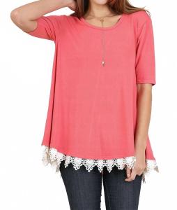 Топ с кружевной отделкой и шнуровкой в коралловом цвете Umgee