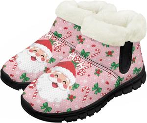 Зимние ботинки для малышей для мальчиков и девочек, утепленные и очень легкие с плюшевой подкладкой и подошвой с противоскользящим эффектом Chririnla, Santa Claus