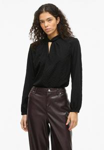 Блуза VILA MIT LANGEN ÄRMELN VIVEAMA STEHKRAGEN, Black Beauty/Anthracite
