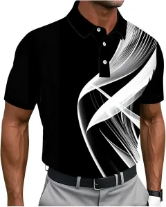 Мужская поло с коротким рукавом и геометрическим принтом FZYLQY