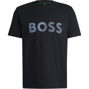 Хлопковая футболка с логотипом HUGO BOSS, темно-синий